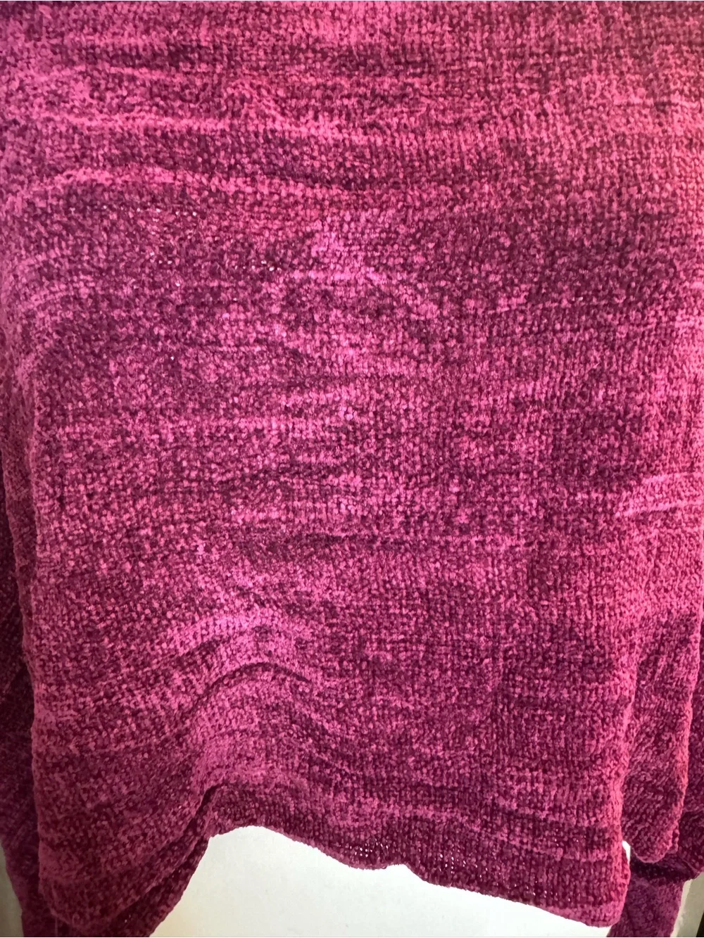 Plush Chenille Fringed Wrap Scarf - Burgundy